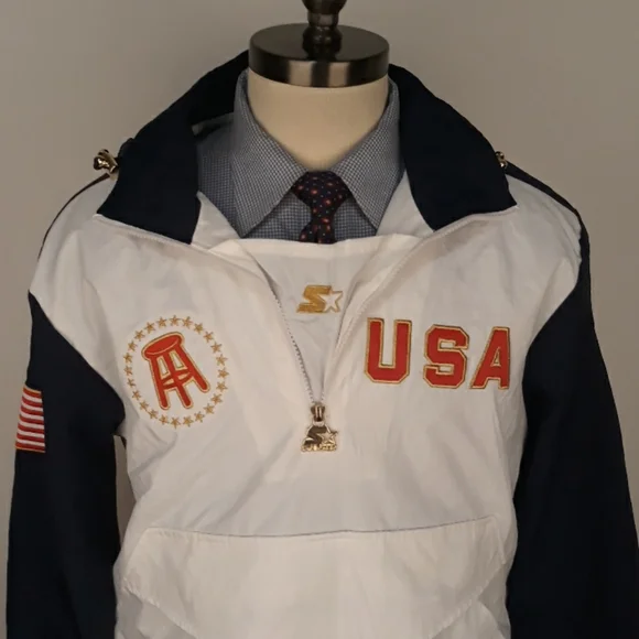 BARSTOOL x Starter Windbreaker USA‎ White Nylon Sz L Jacket RARE NEW